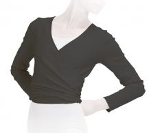 Long-sleeved wrap-over top
