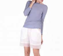 Top with wrapover back in thin ribbed fabric